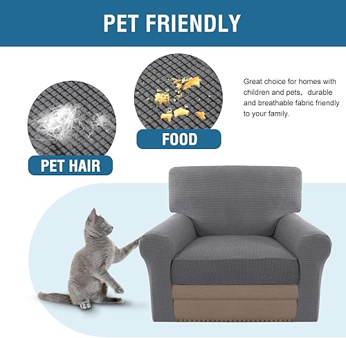 Miniatura 7 de H.VERSAILTEX Fundas elásticas para silla de varias piezas, fundas para cojines ajustables para asiento y respaldo (1 funda de asiento más 1 funda de