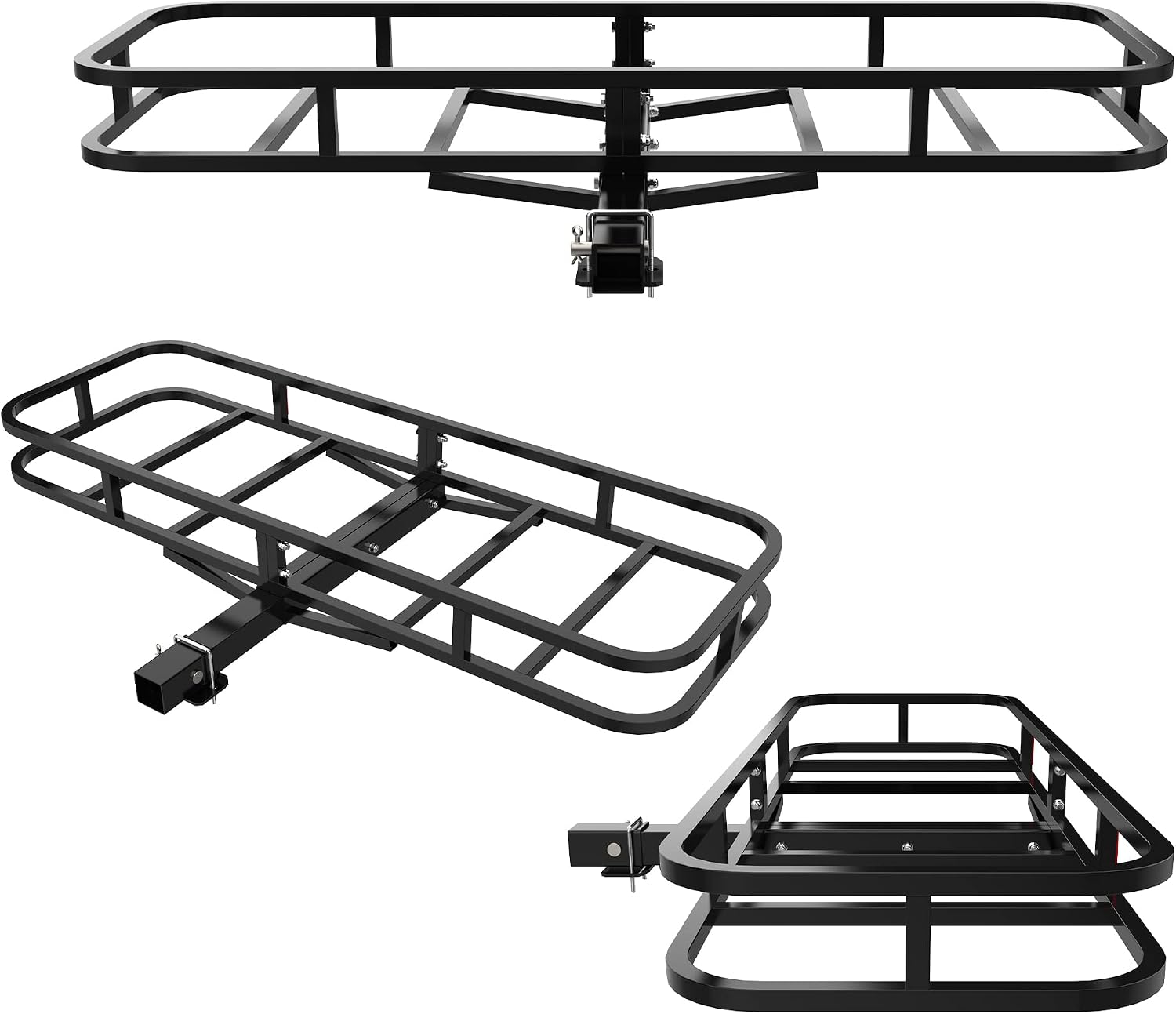 Steel Hitch Cargo Carrier, 51" x 17.6" x 5" Car, Trailer Hitch Mount Basket for RV Truck SUV Vans Fits Class Ill and IV 2" Hitch Receivers, 500-lb Load Capacity