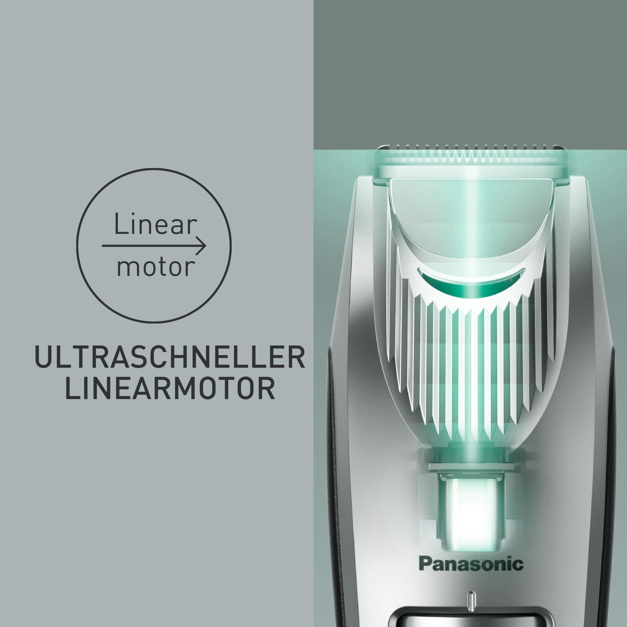 Panasonic ER-SB60-S803 Bartschneider für Männer, tragbare, wasserdichte Haarschneidemaschine, 20 Längen, 2 Aufsätze, Präzisions-Trimmer, kabelloser & kabelgebundener Betrieb, Ladestation, Silber