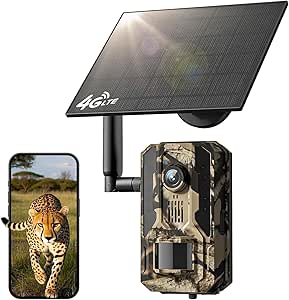 Trail Camera, Celluar Trail Cameras Built-in 4G LTE SIM Card with 2k Live Streaming, 0.2S Trigger Speed Trail Cameras with Night Vision Motion Activated Waterproof IP66 Rating Game Camera asin的图片