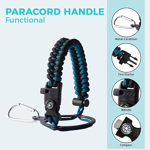 Miniatura 8 de Botella de agua aislada al vacío de 40 onzas  Mantiene el frío 48 horas caliente 24 horas combo tapas con popote y boquilla mango de paracaídas de