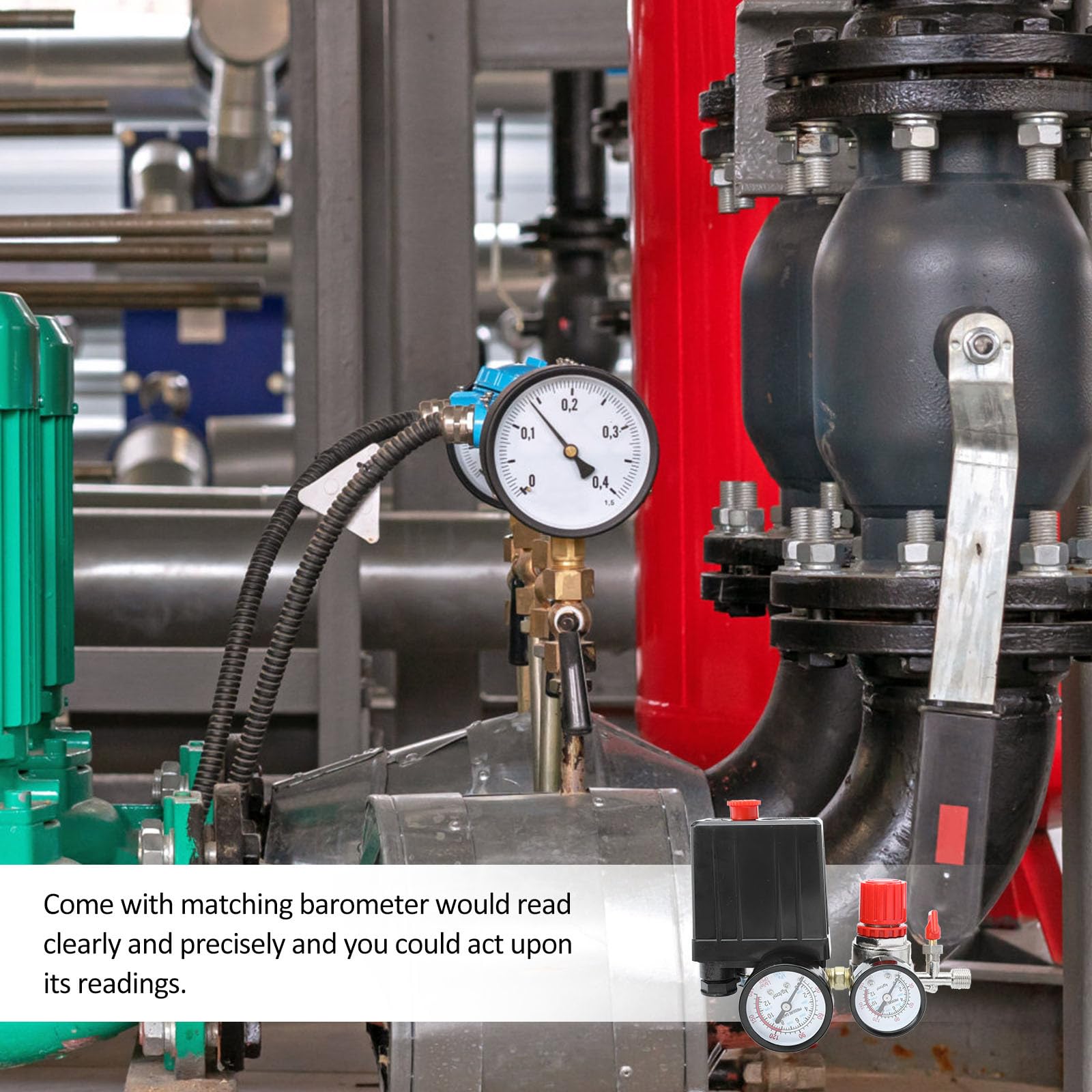 Regolatore Pressione Aria Compressore con Valvola e Manometro Controllo per Compressori Aria Materiale Durevole e Funzionamento Efficiente