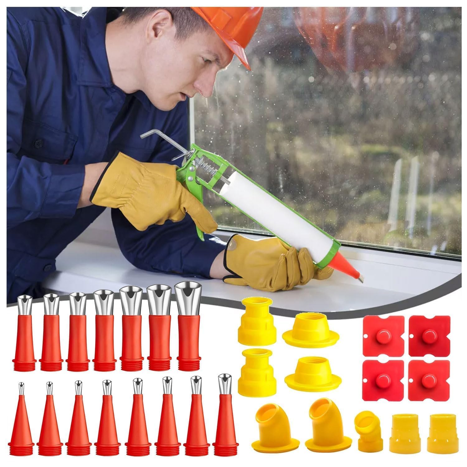 31 Pezzi Ugelli per Calafataggio in Silicone, Kit Beccucci per Cartuccia Silicone