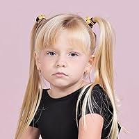 Vista 4 de Beaupretty 12 ligas para el cabello, soportes para cola de caballo con bolas de colores, lazos para el cabello de doble cuenta, cuerdas elásticas