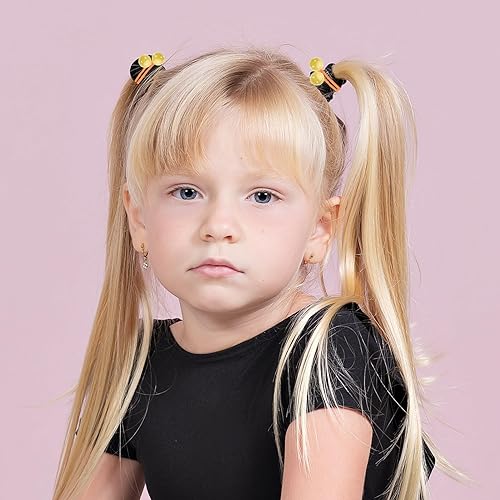 Miniatura 4 de Beaupretty 12 ligas para el cabello, soportes para cola de caballo con bolas de colores, lazos para el cabello de doble cuenta, cuerdas elásticas