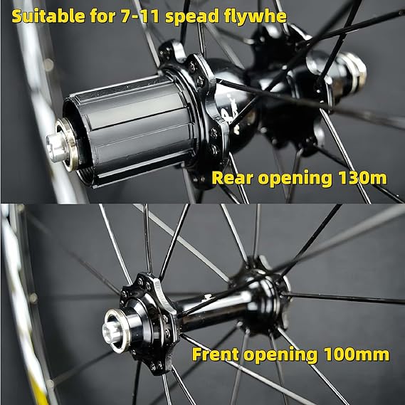 700C Superlight Road Racing Bike Wheelset Rim,7-11 Speed Cassette Sealed Bearing 6T QR Wheelet Bicycle Wheel C/V Brake Hubs