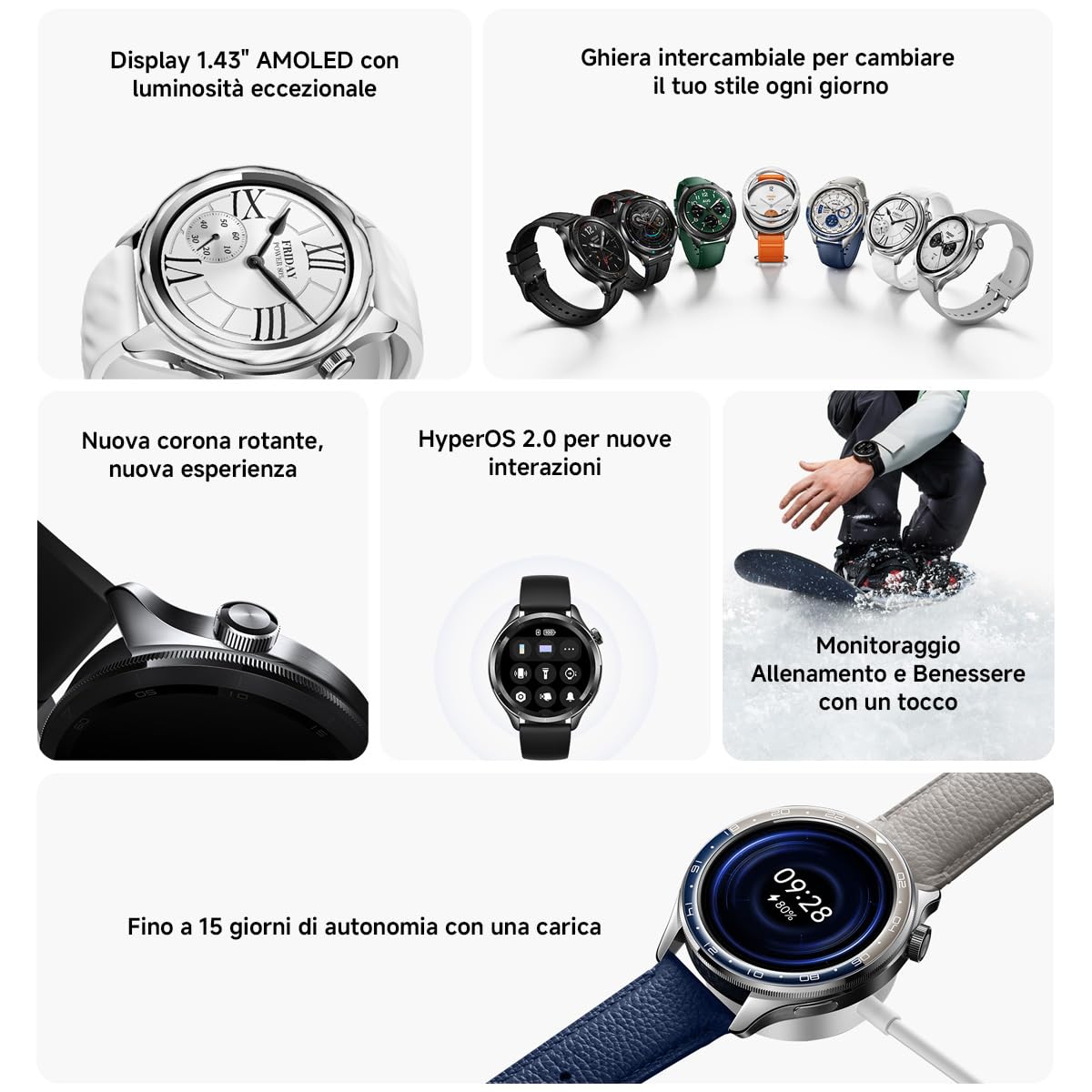 Xiaomi Watch S4, Smartwatch, Corona Rotante, Ghiera Intercambiabile, Schermo AMOLED da 1.43", Fino a 15 giorni di autonomia, Monitoraggio Salute, HyperOS 2.0, 150+ modalità sportive