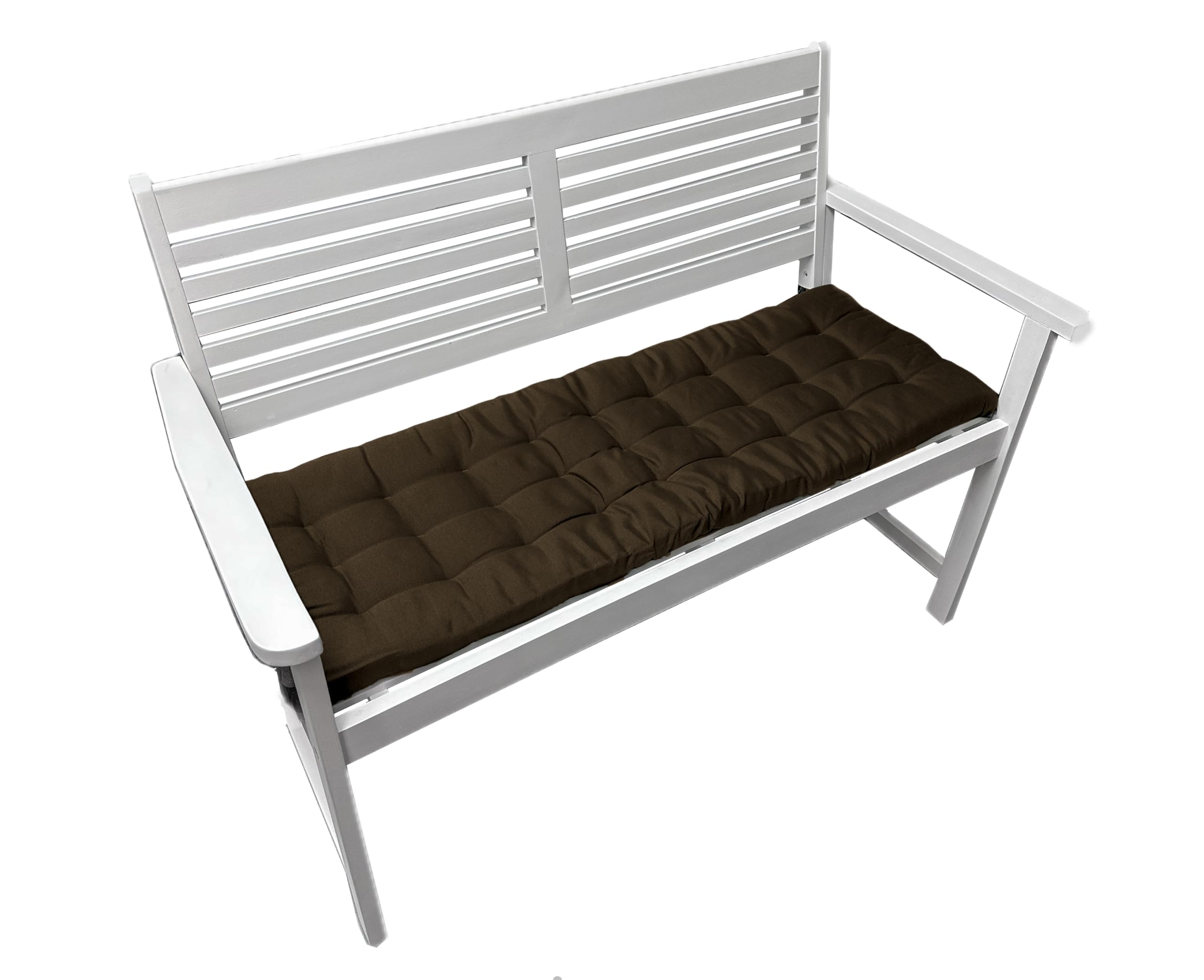 Brandsseller Coussin de banc - Pour l'extérieur et l'intérieur - 27 surpiqûres - Marron - 120 x 40 x 4 cm