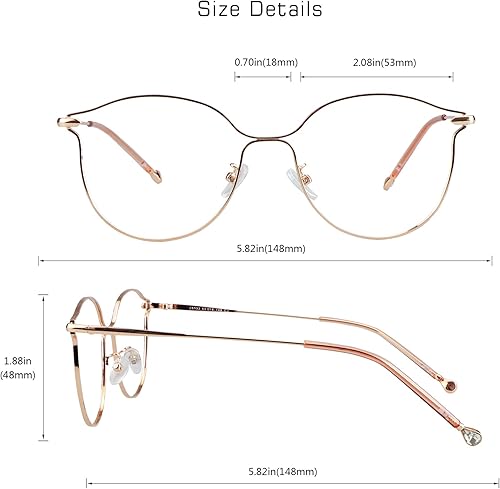 Miniatura 3 de VisionGlobal Lentes de bloqueo de luz azul para mujer, antifatiga ocular, lectura en computadora, elegante marco ovalado