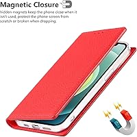 Vista 96 de iCoverCase Funda tipo cartera compatible con iPhone 13 Pro Max con ranuras para tarjetas, funda magnética de piel auténtica con bloqueo RFID, Naranja