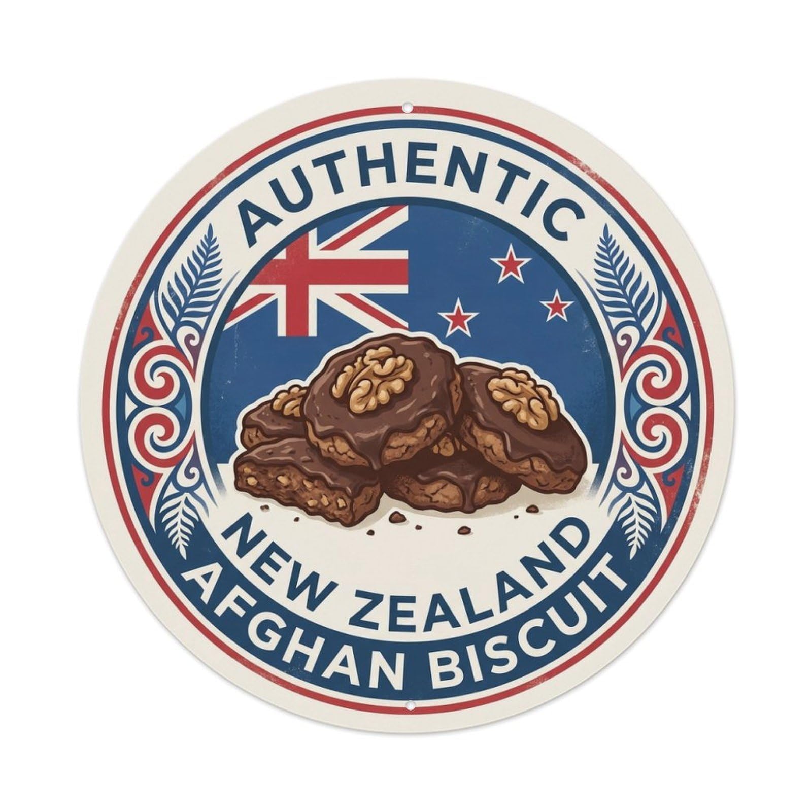 New Zealand Travel Afghan Biscuit Cuisine Metal Tin Sign