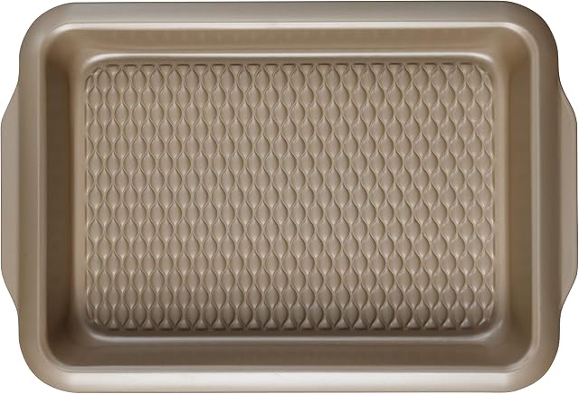 Salter BW11120EU7 Roasting Pan, Non-Stick Carbon Steel Roaster, Deep Baking Tray for Meats, Vegetables, Brownies, Large Oven Pan with Textured Base, PFOA-Free, Olympus Collection, Gold, 39 cm