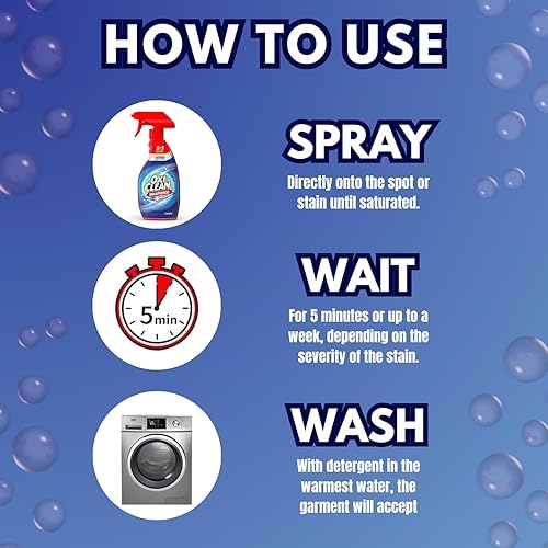 Miniatura 5 de OxiClean Max Force - Spray quitamanchas para lavandería, 12 onzas, paquete de 2, incluido con un paño de limpieza de microfibra Jondey (los colores