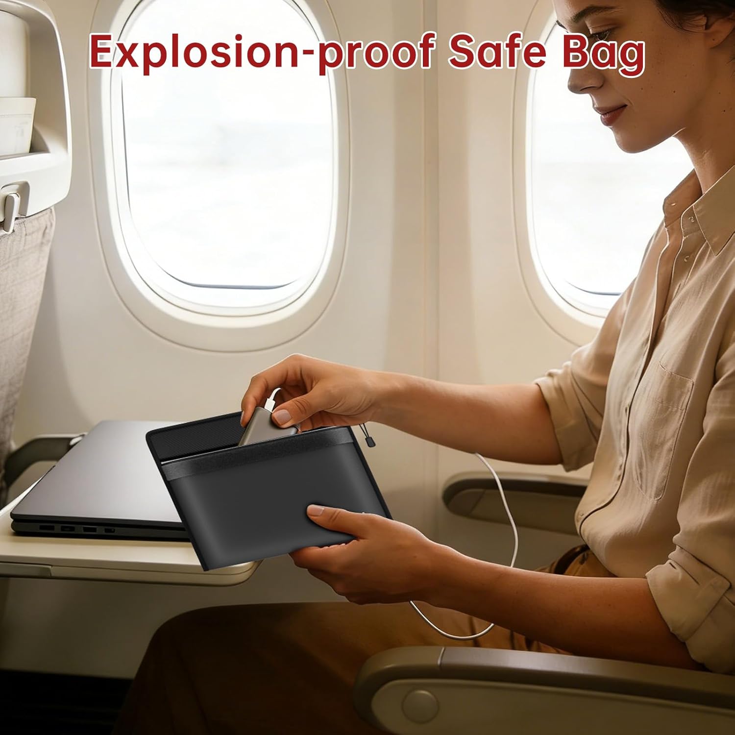 Fireproof Money Bag, Fireproof Bag with Zipper, Explosion-Proof Portable Safe Bag for Cash, Passport, Valuables, Currency & Keys, Power Bank, Phone (Black Bag, 10.6 x 6.3 inch) - Image 5