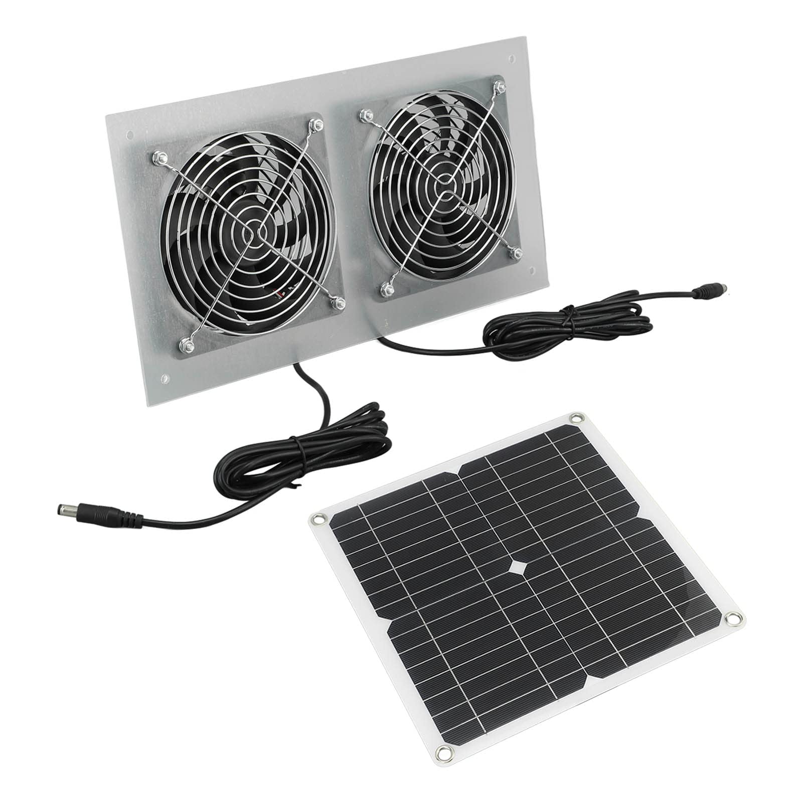 Ventilador con Panel Solar de 15W, Kits de ventiladores duales con energía Solar eficiente para gallineros, invernaderos, cobertizo, casas para mascotas, ventana