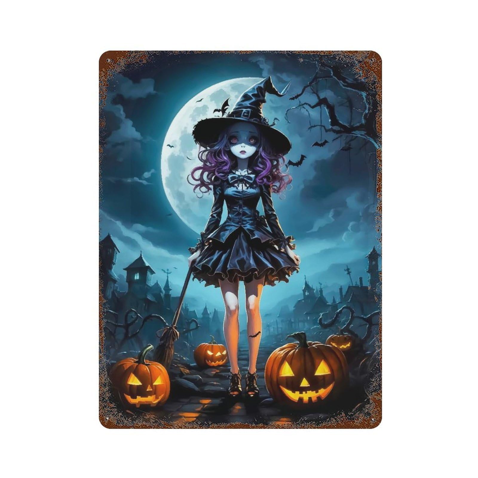 Witch Retro Metal Sign 15.7"x11.8", Vintage Wall Decor for Garage, Pub Or Kitchen