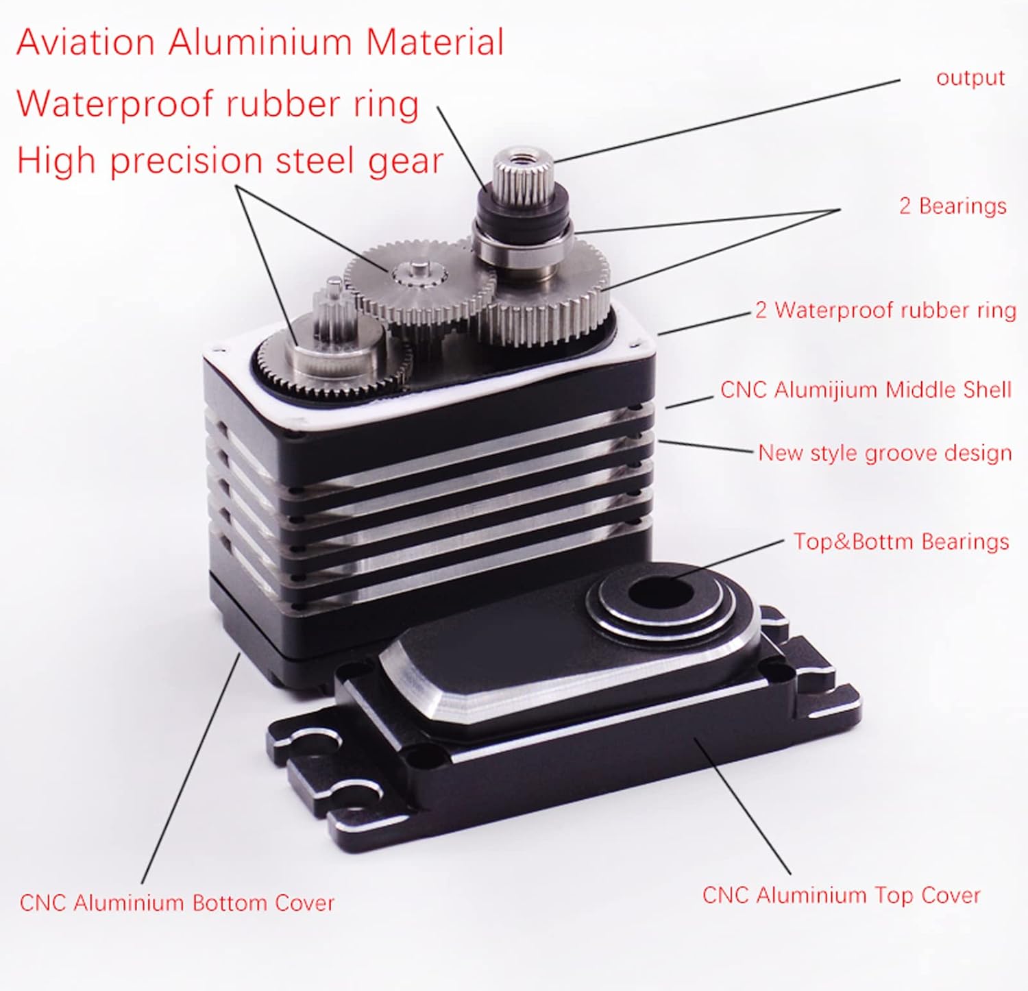 Astibym RC Car Servo,80KG High Torsion IPX8 Brushless Motor RC 80KG Servo for 1/8 1/10 RC Car Boat,car Model Accessories