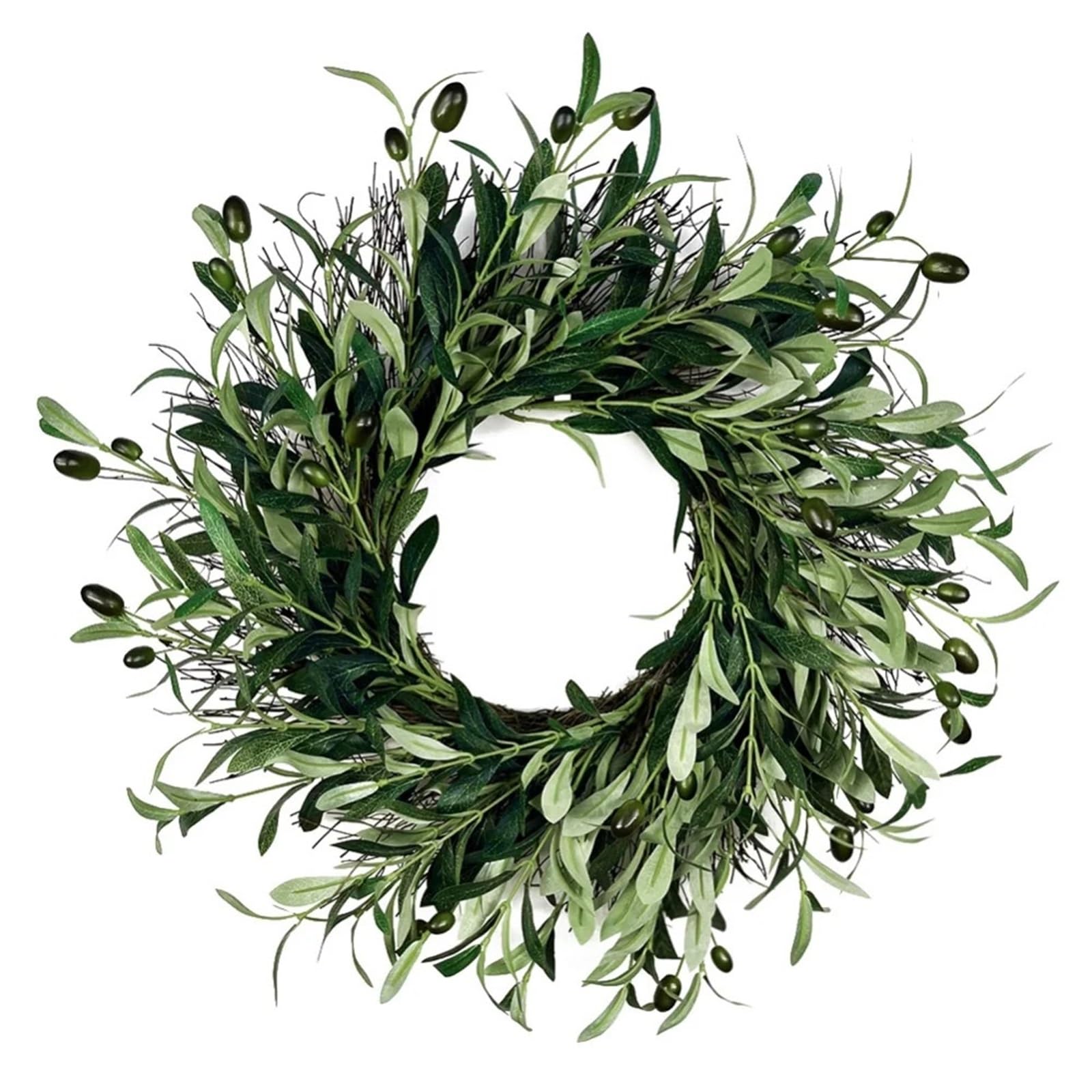 Door Wreath Artificial Wreath Greenery With Olive Leaves Bean For Front Door Farmhouse Home Wall Window Decor(A 40cm)