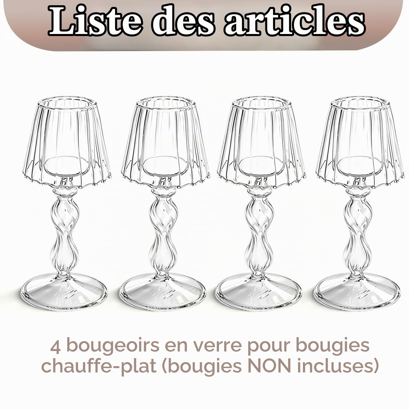 Sziqiqi 4 Pièces Bougeoir en Verre, Chandelier Support pour Bougies Chauffe-Plat Transparent, Moderne Candélabre Photophore pour Table Deco Salon Noel Maison Cadeaux de Mariage Fêtes