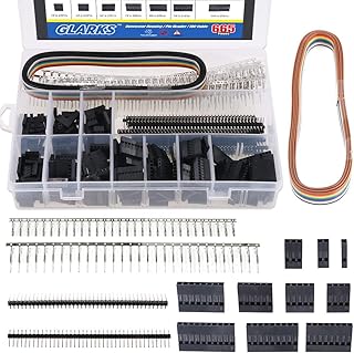 Glarks 635Pcs Connector Housing Male/Female Pin Connector 40 Pin 2.54mm Pitch Pin Headers and 10 Wire Rainbow Color Flat R...