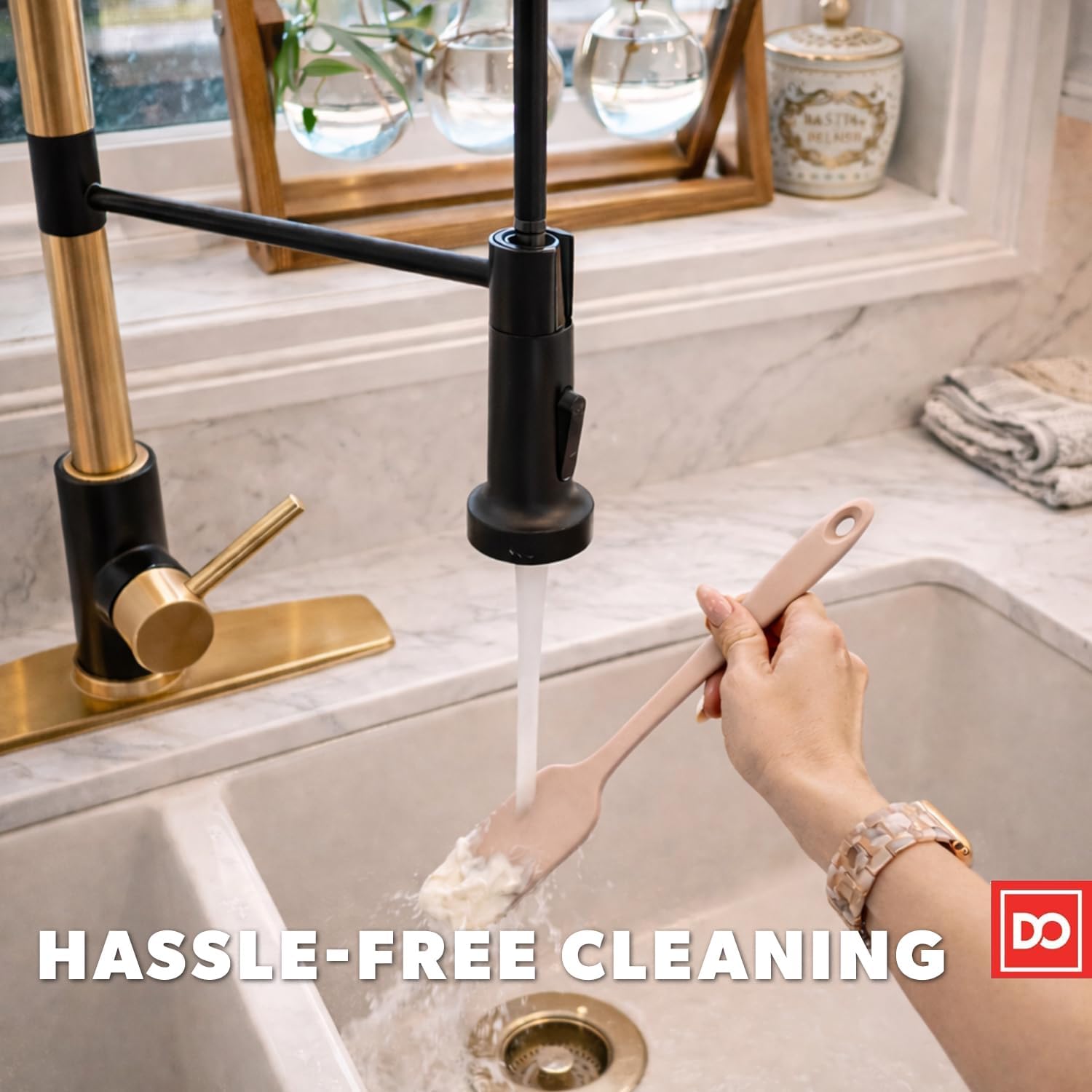 DI ORO 6-Piece Silicone Spatula Set - Rubber Kitchen Utensils for Baking, Cooking & Mixing - Heat-Resistant 600°F BPA Free Spatulas for Nonstick Cookware - Dishwasher Safe (Cashmere Rose)