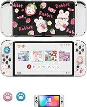 ENFILY Cute Case Compatible with Nintendo Switch OLED 2021, Dockable Case Cover, Ergonomic Soft TPU Grip Case for Joycon, Sparkle Skin Set with Screen Protector and Thumb Caps