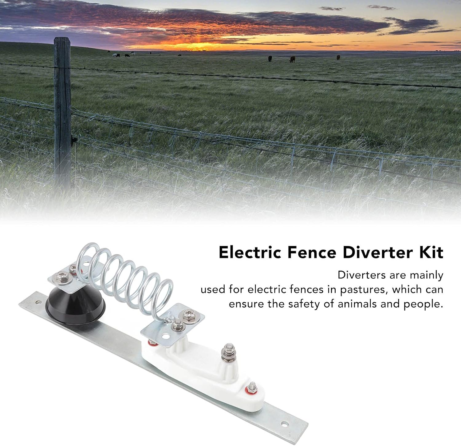 Plplaaoo Electric Fence Lightning Arrester – High Hardness Rustproof Diverter Kit with Porcelain Insulators for Pasture & Livestock Farming, Easy to Install Outdoor Fence Surge Protector