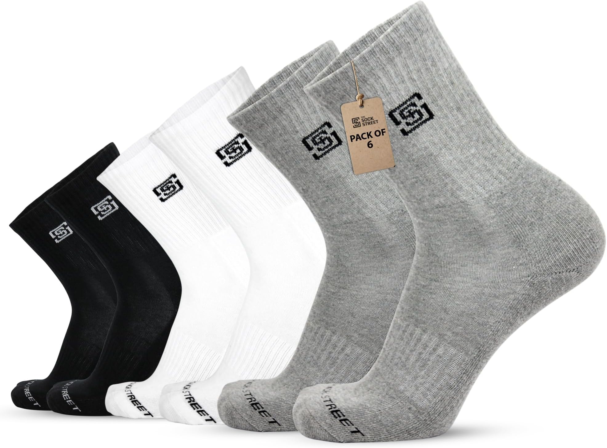 Mens Crew Socks, Compression Socks Men, Cushion Athletic Socks Men, Thick Work Socks For Men, Running Socks