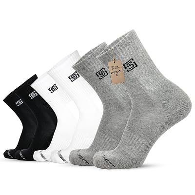 The Sock Street Terry Cushioned Crew/Calf Socks for Men Combo | Athletic & Sports Shocks | Anti Bacterial, Soft, Breatha
