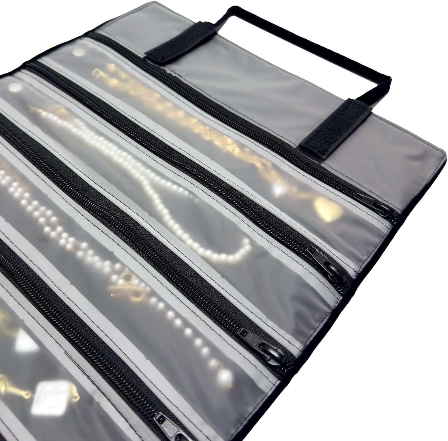 UnionPlus Velvet Jewelry Roll Organizer, 15 Grids, Black image 2