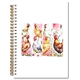 Exqcom Floral Chicken Spiral Notebooks, Chickens Lover Gifts Journal, Chicken Mom Lady Gifts Journals for Writing, Funny Farm Animal Rooster Hen Notebook for Note Taking, 5.5x8.3 Inch