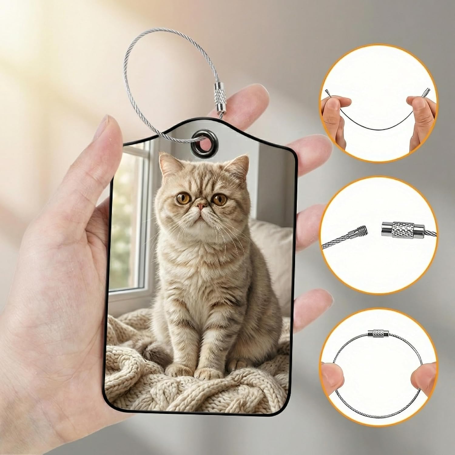 Exotic Shorthair Cat Luggage Tags for Suitcases, 2 Pack PU Leather ID Set image 3