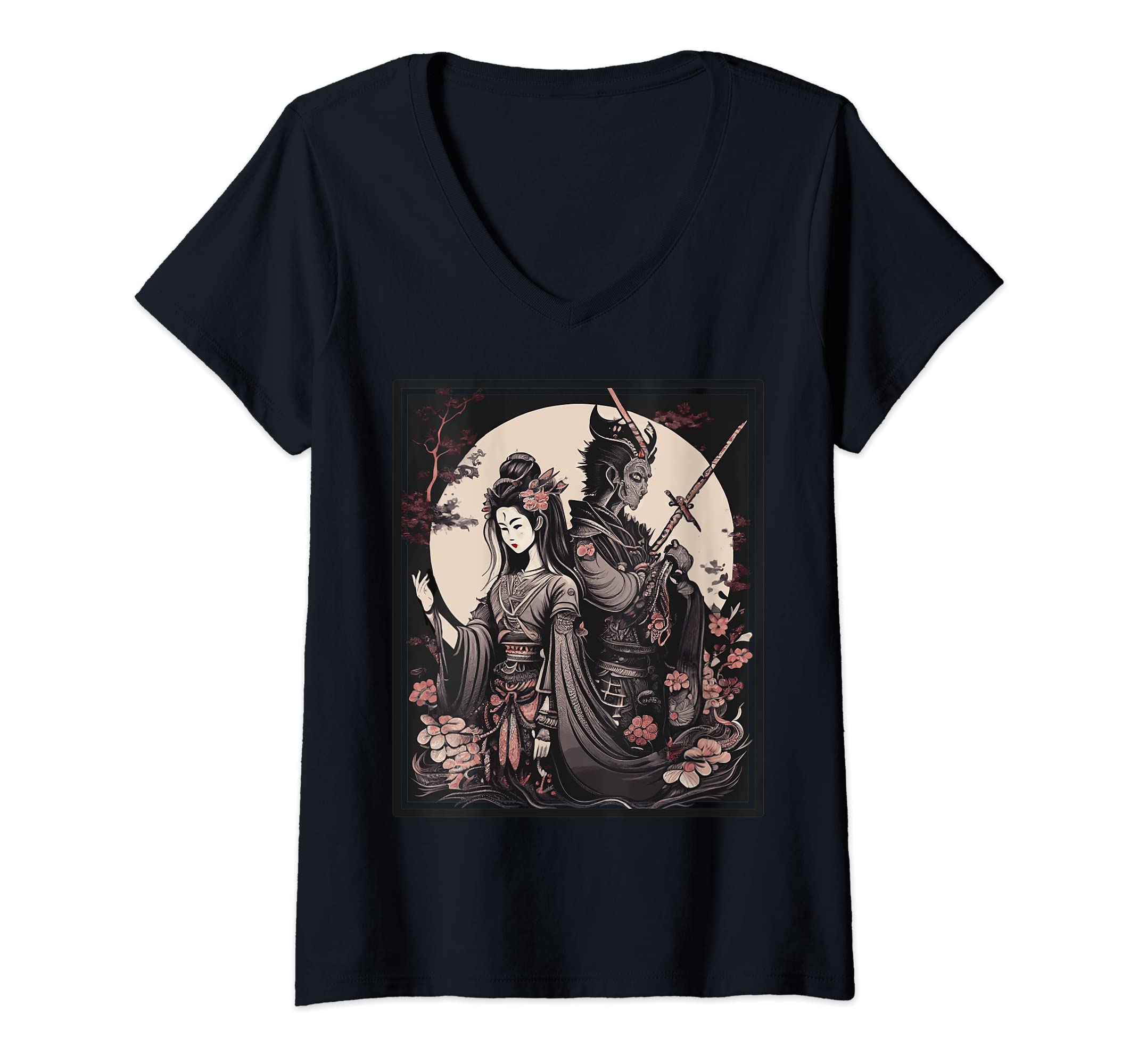Womens Ancient Japanese Deities Izanagi Izanami Japan Mythology V-Neck T-Shirt