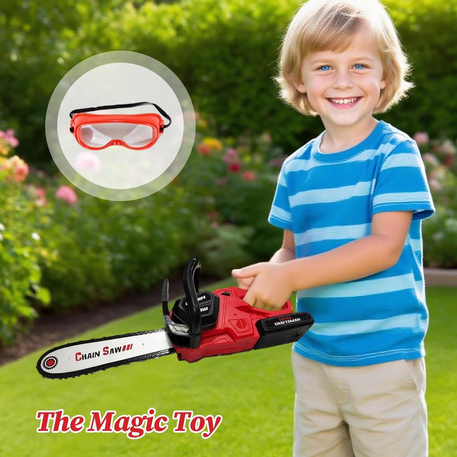 Children's Toy Chainsaw - Realistic Landscape Electric Tool with Sound and Movement, Battery Operated Role Play Gardening Tool for Toddlers, Boys, Girls and Children, Safe and Fun Gardening Play Set