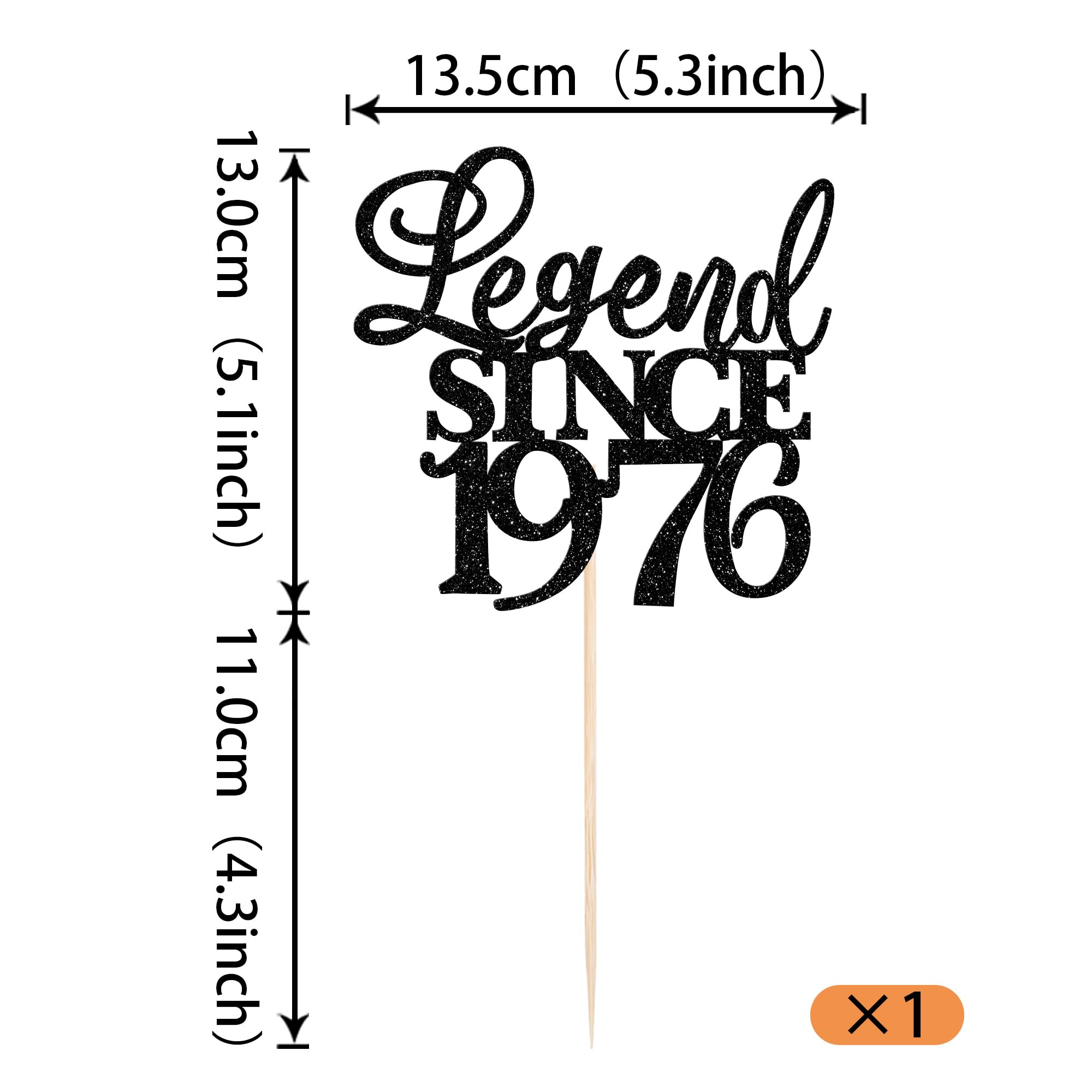 Migeaks 'Legend Since 1974' 50th Birthday Cake Topper - Black Glitter Cardboard Decoration - View #13