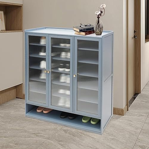 Miniatura 2 de 8 Tiers Bamboo Shoe Cabinet Shoe Storage Cabinet with Doors and Removable Tiers, Freestanding Shoe Rack Organizer for Hallway Living Room Balcony,