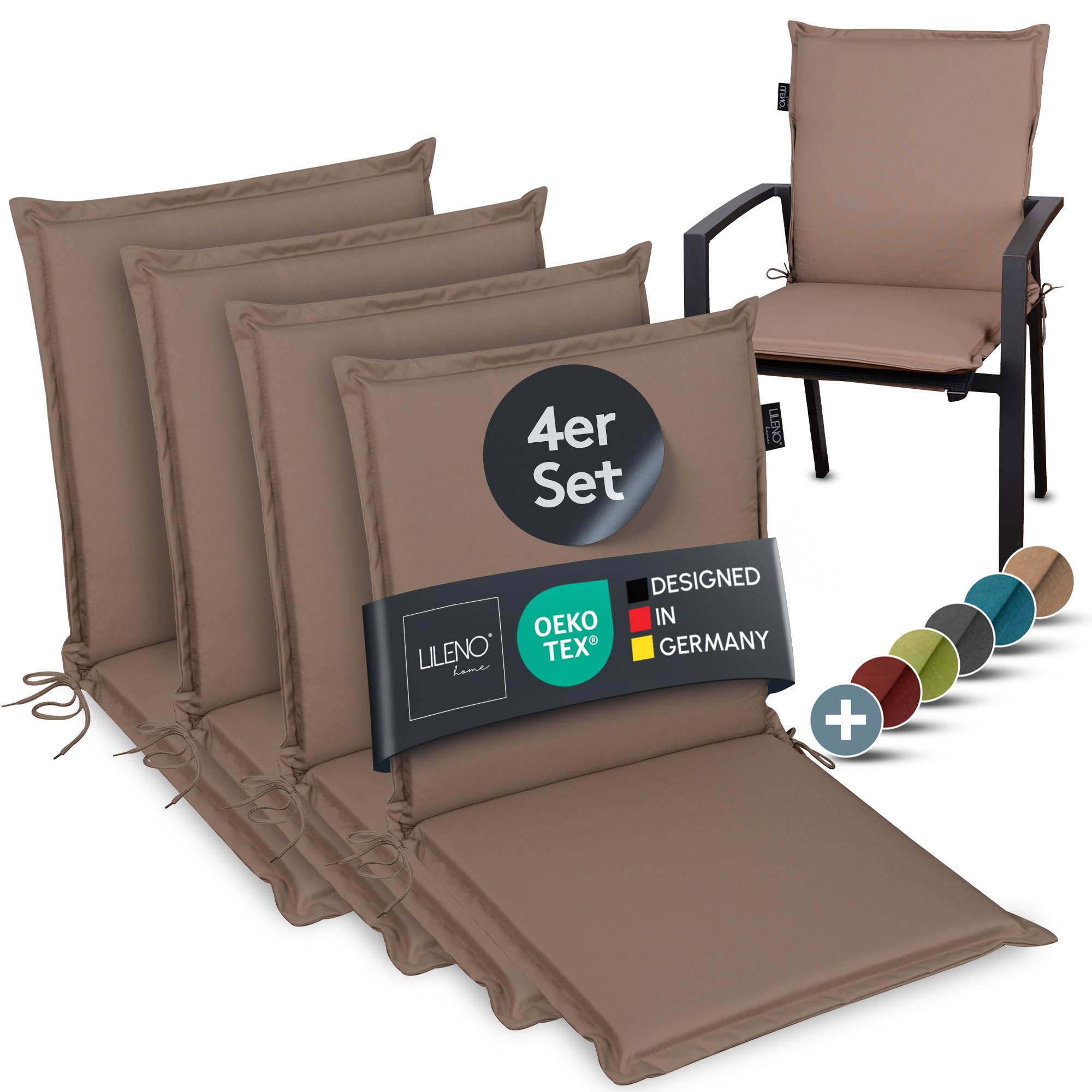 LILENO HOME Gartenstuhl Auflagen [1er Set - Niedriglehner] - Bequeme Liegen als Sitzauflagen für Gartenmöbel - Stuhlkissen für Gartenstühle und Klappstühle MIA