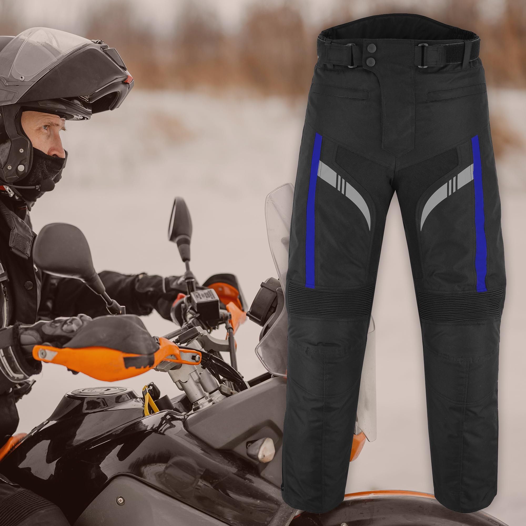 Pantalones de Moto Hombre, Pantalones Protectores de Tejido Cordura Impermeables, Pantalones de Moto con Armadura extraíble