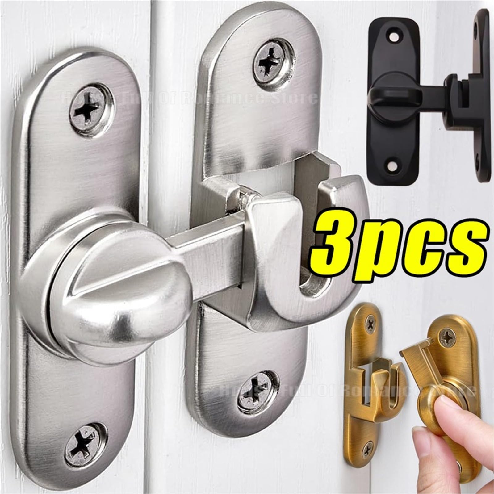 Chiusura della porta 90/180 Degree Flip Door Lock Slid Barn Bolts Home Security Sliding Doors Latch Small Gate(Mix color-3pcs)