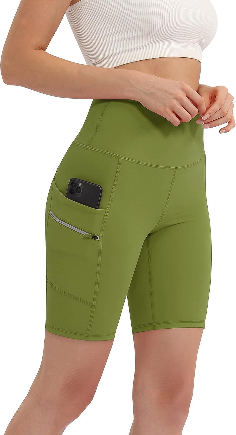 ODODOS Women's Dual Pockets High Waisted 8" Workout Shorts, Yoga Running Cycling Hiking Athletic Biker Shorts : Sports & Outdoors