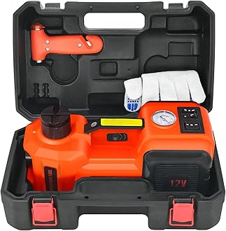 E-HEELP Electric Car Jack 5Ton 12V Kit Hydraulic (Lifting Range: 6.1~17.7 inch) with Inflator Electric Jack for Car SUV Sedan MPV Change Tires Garage Repair Emergency Kit