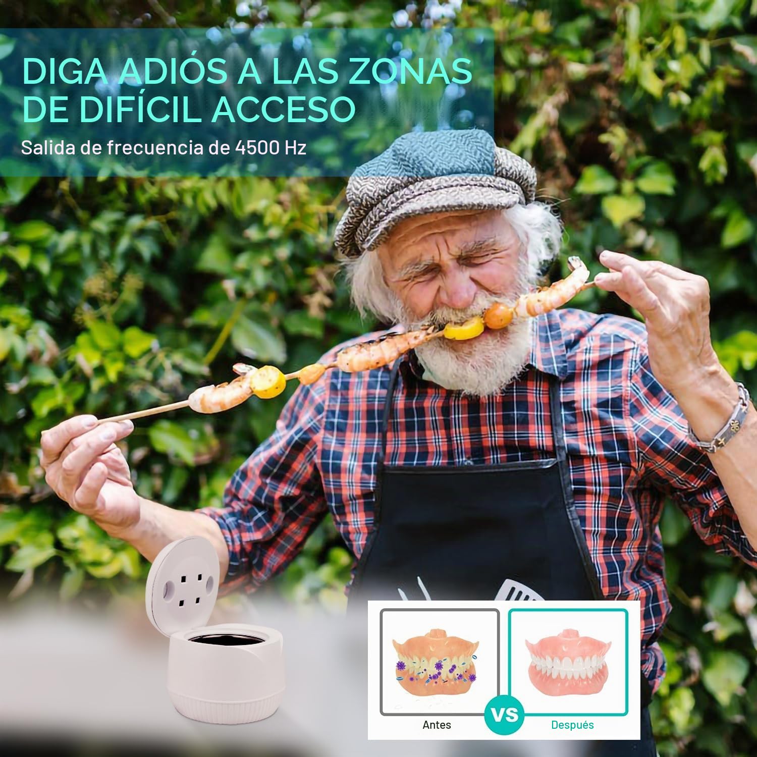 Detergente de fijador ultrasónico - limpieza de dientes ultravioleta, guardias nocturnos de limpieza de dentaduras, calibradores, preservativos, cabezales de cepillo de dientes, joyas