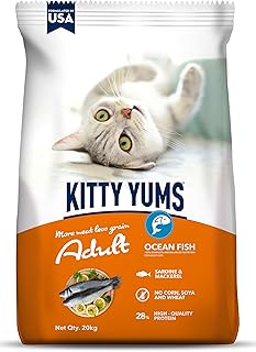 Kitty Yums Adult Dry Cat Food 20kg | Ocean Fish Flavour | Develops Strong Bones | Maintains a Healthy Heart | Supports Dig...