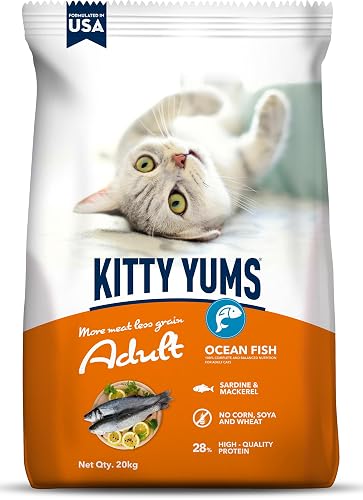 Kitty Yums Adult Dry Cat Food 20kg | Ocean Fish Flavour | Develops Strong Bones | Maintains a Healthy Heart | Supports Digestive Health | Aids in Weight Management
