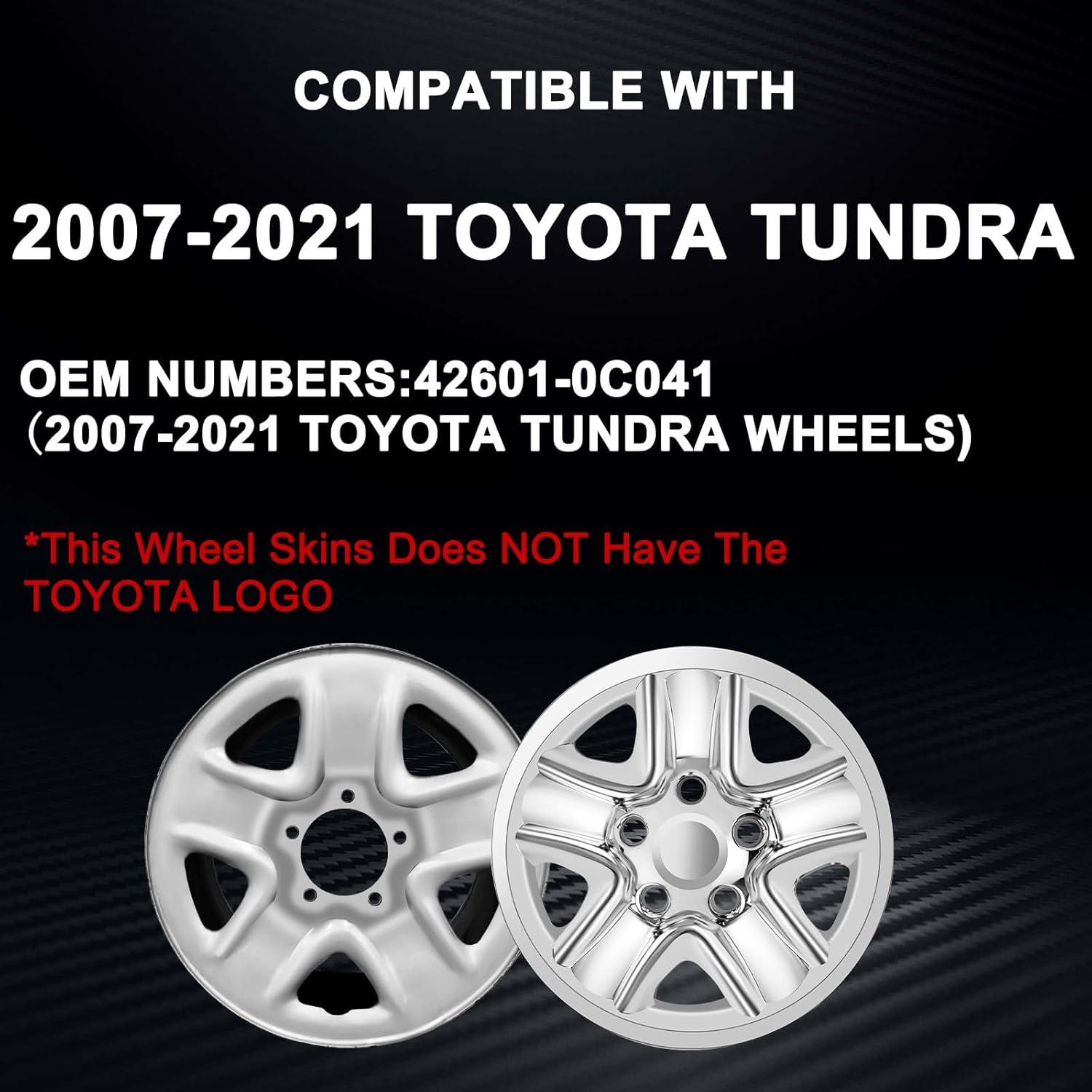 Wheel Skins Compatible with Toyota Tundra 2007-2021; 18 inch Wheel Covers; Set of 4 Packs (Chrome)