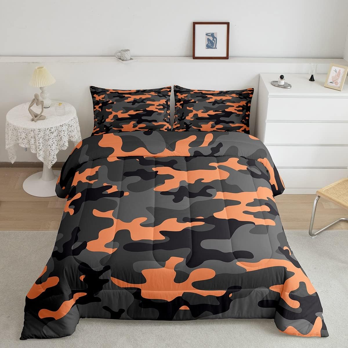 Feelyou Army Camo Bedding Set for Kids Boys,Teens Camo