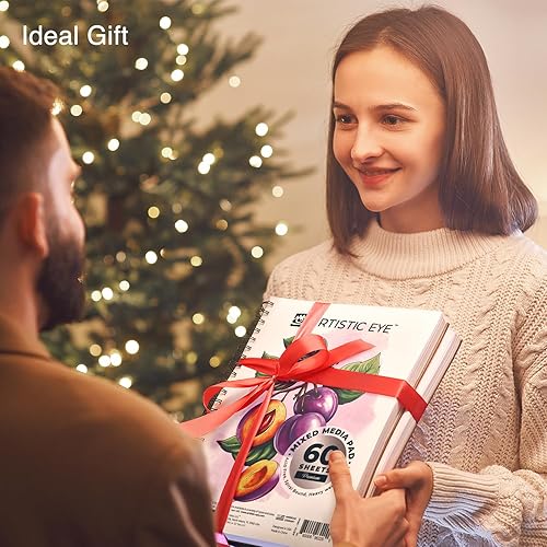 Miniatura 7 de ARTISTIC EYE Cuadernos de bocetos premium de 9 x 12 paquete de 2 (120 hojas), 160 GSM, bloc de bocetos encuadernados en espiral, adecuado para una