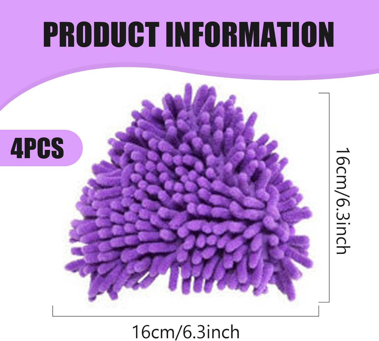 Triangular Mop for Children 4PCS 6.30x6.30 inch Rotatable Mini Mop Bathroom Replacement Wall Shower for Home Wall Ceiling Floor Cleaning Purple, Replacement Pads image 4