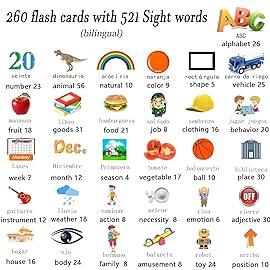 Lapare Spanish and English Bilingual Audible Flash Cards Toy with Music, Learn Spanish and English for Kids, Nias, Nios, Bebes