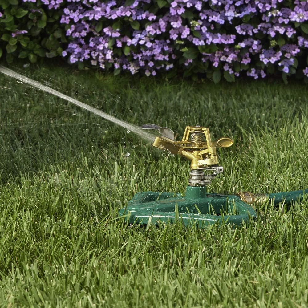 Melnor 65067-AMZ Pulsating Sprinkler with QuickConnect Product Adapter, Amazon Bundle, Metal Base
